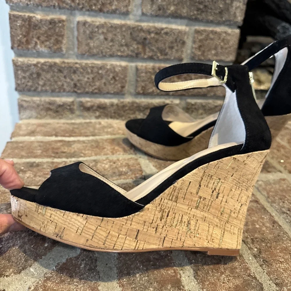 Charles by‎ Charles David Lois Women's Sandal Cork Platform Sz8.5 Black #145